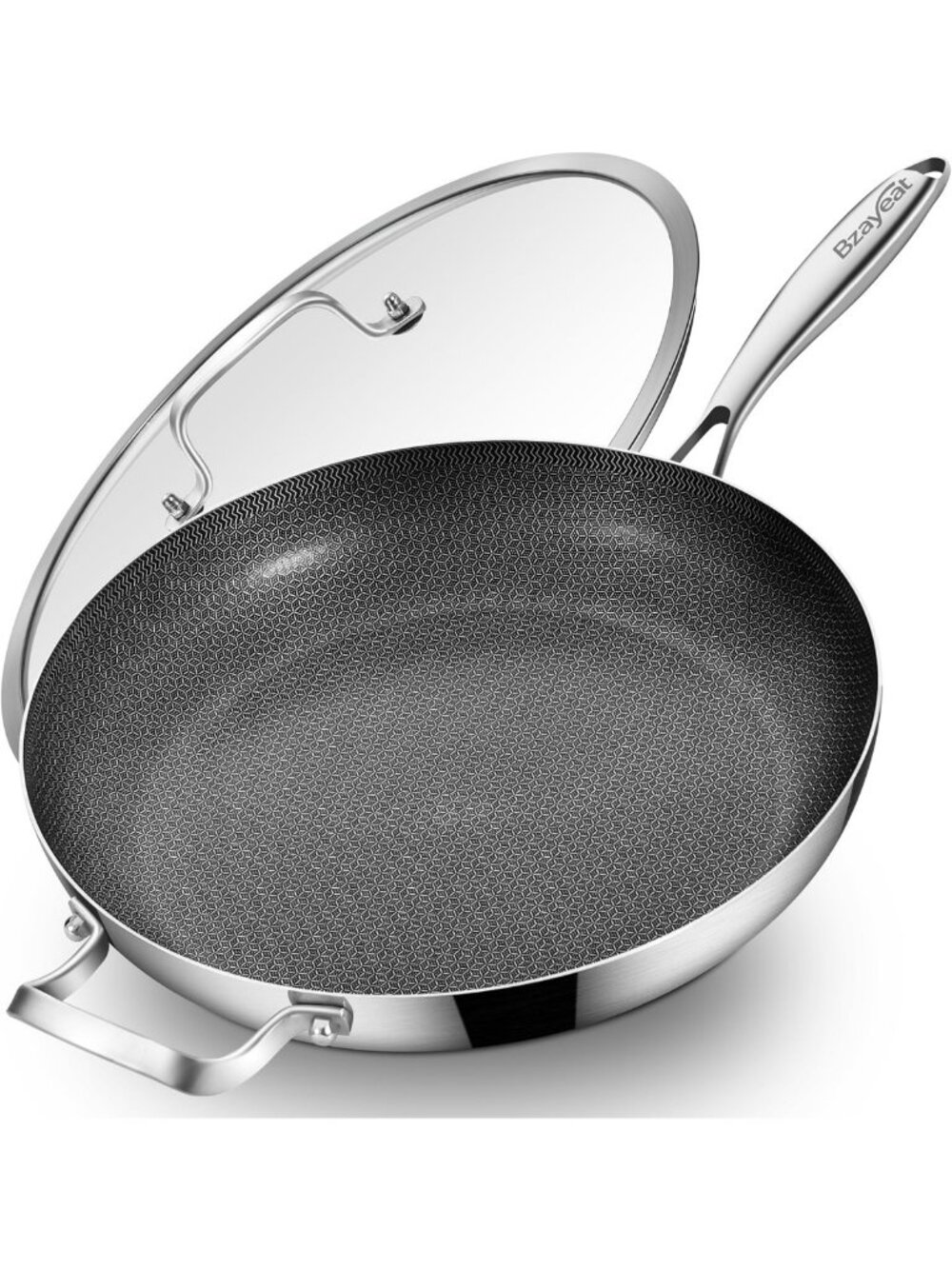 14 Inch Nonstick Ceramic Nonstick Hybrid Frying Pan with Lid